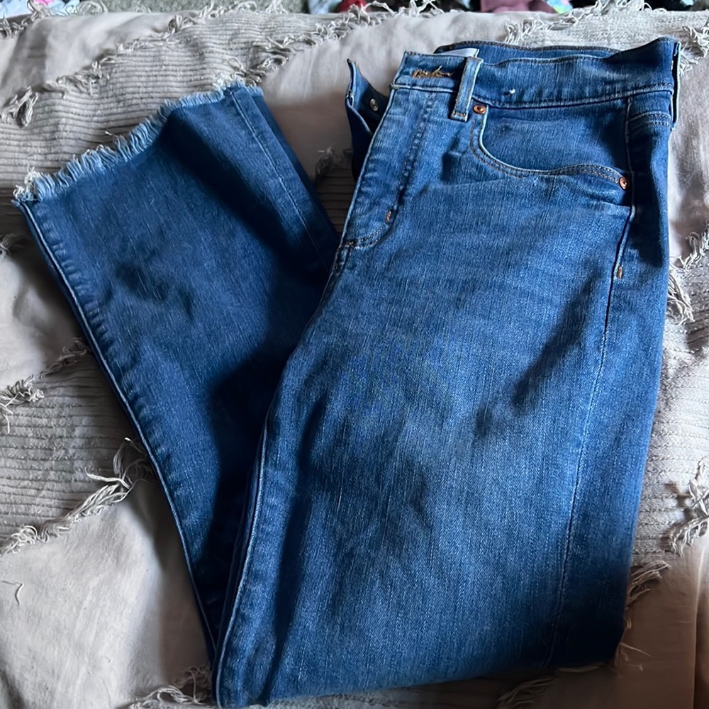 Loft jeans denim with fringe to bottom